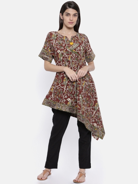 

The Kaftan Company Women Maroon Printed High-Low Top