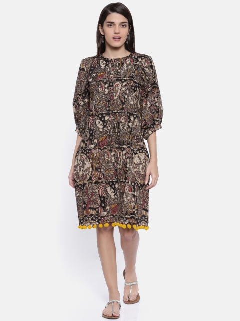 

The Kaftan Company Women Black Printed A-Line Dress