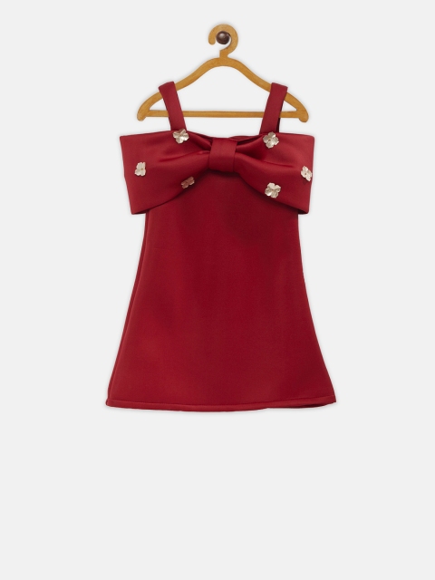 

Fairies Forever Girls Maroon Solid A-Line Dress
