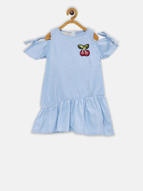 

Fairies Forever Girls Blue Solid Drop-Waist Dress