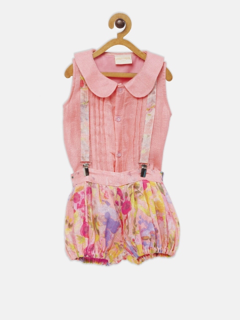 

Fairies Forever Girls Pink & Multicoloured Printed Playsuit