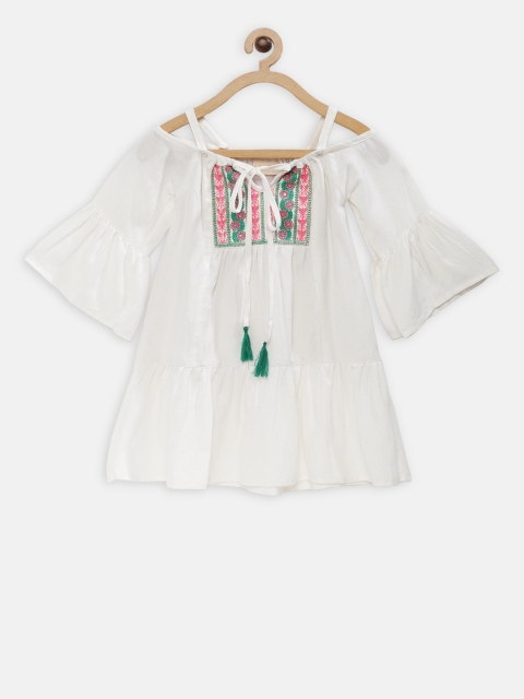 

Fairies Forever Girls White Solid A-Line Dress