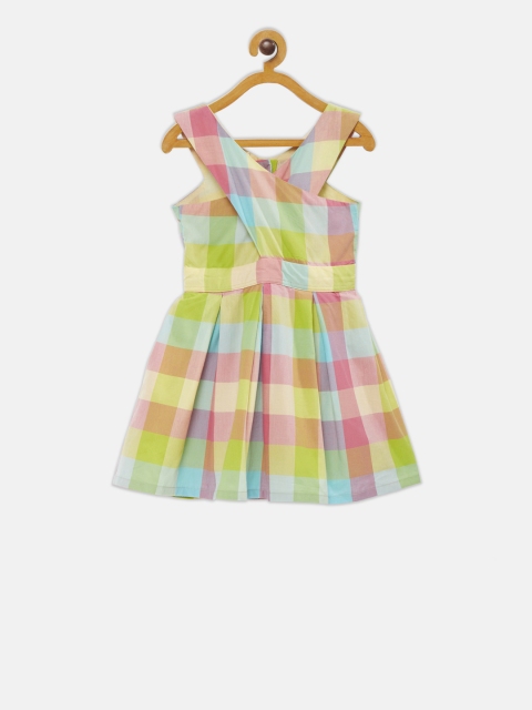 

Fairies Forever Girls Multicoloured Checked Fit and Flare Dress, Multi