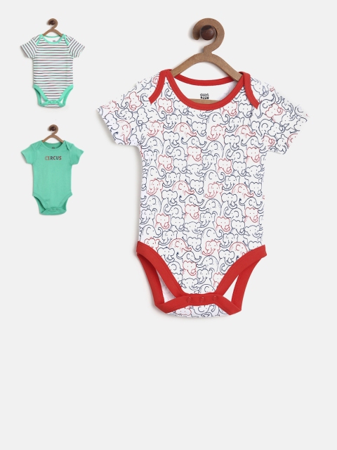 

MINI KLUB Boys Pack of 3 Printed Bodysuits, White