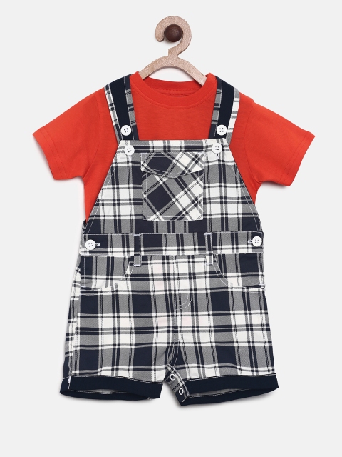 

MINI KLUB Boys Red Solid T-shirt with Dungarees