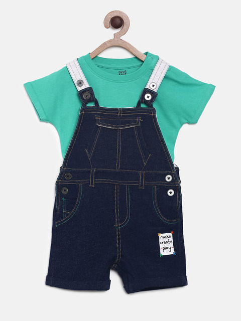 

MINI KLUB Boys Navy Blue Dungaree with T-shirt