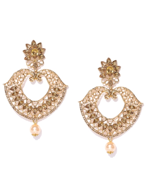 

damani Off-White Gold-Plated & Off-White Stone-Studded Classic Drop Earrings