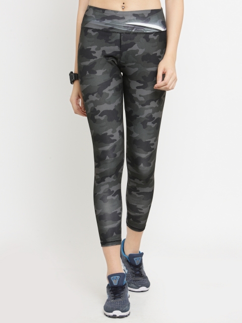 

Claura Women Olive & Grey Printed Tights