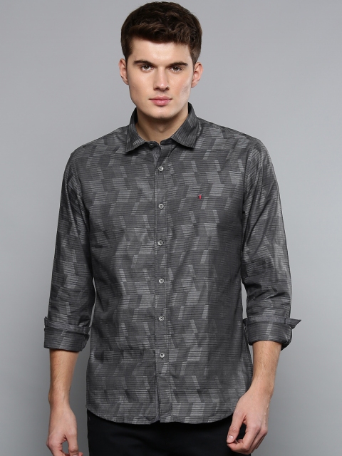 

Louis Philippe Jeans Men Grey Slim Fit Striped Casual Shirt