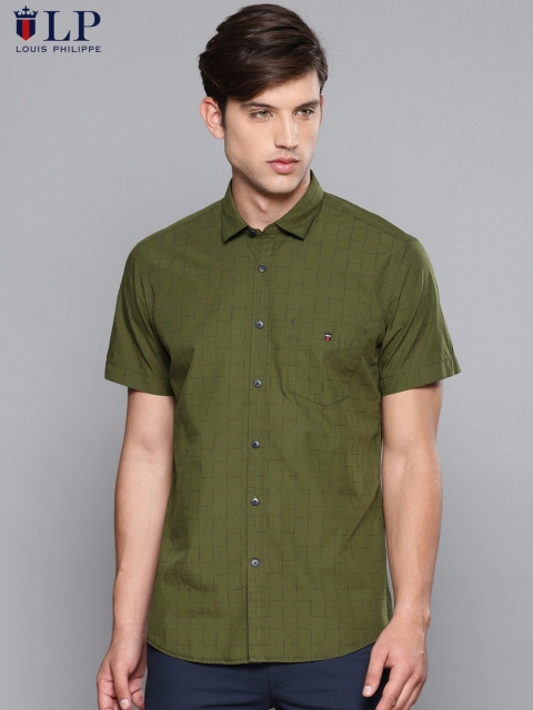 

Louis Philippe Sport Men Olive Green Slim Fit Checked Casual Shirt