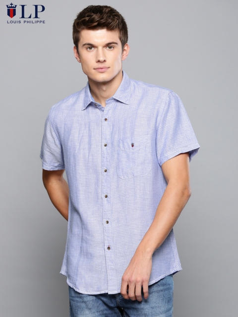 

Louis Philippe Sport Men Blue Tailored Fit Self-DesignLinen Casual Shirt