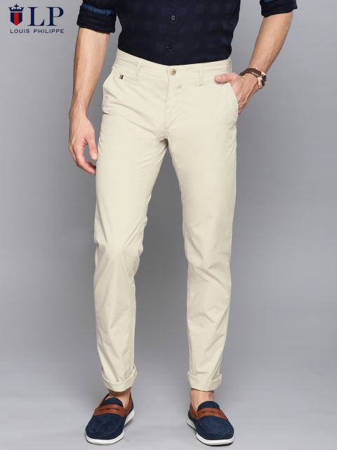 

Louis Philippe Sport Men Cream-Coloured Slim Fit Solid Chinos