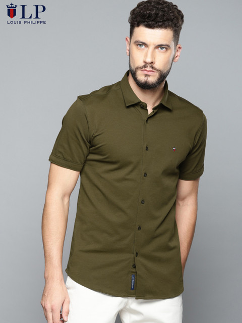 

Louis Philippe Sport Men Olive Green Super Slim Fit Solid Casual Shirt