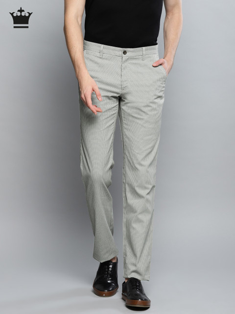 

Louis Philippe Men Brown & Black Slim Fit Self Design Regular Trousers