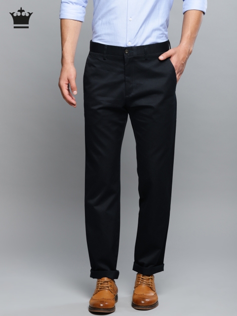 

Louis Philippe Men Navy Regular Fit Solid Regular Trousers, Navy blue