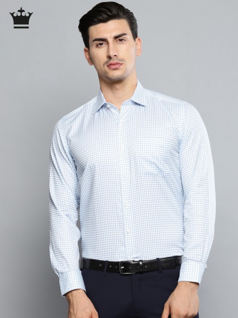 

Louis Philippe Men White & Blue Regular Fit Checked Formal Shirt