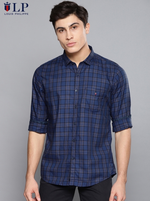 

Louis Philippe Sport Men Navy Blue Slim Fit Checked Casual Shirt