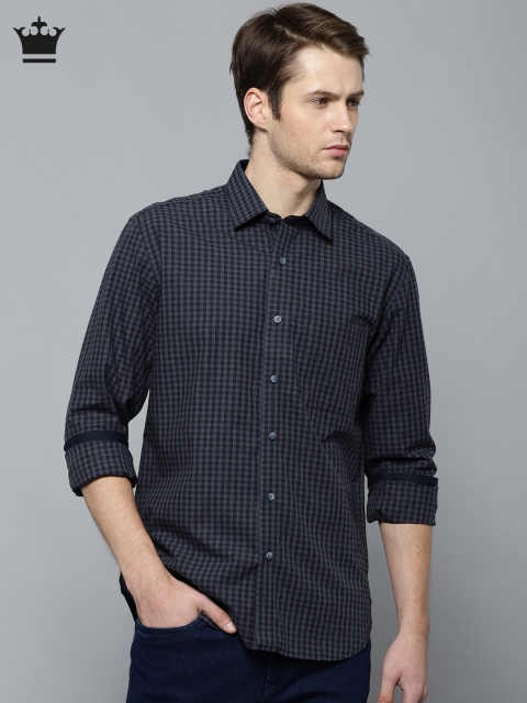

Louis Philippe Men Navy Blue & Black Regular Fit Checked Casual Shirt