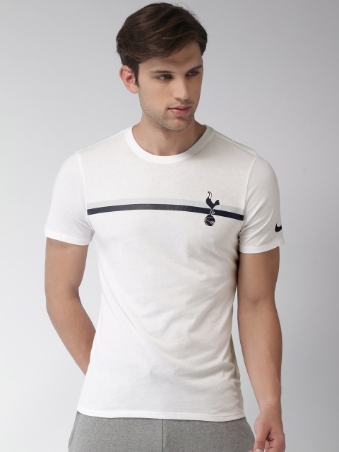

Nike Men White AS THFC M NK CREST Solid Round Neck T-shirt