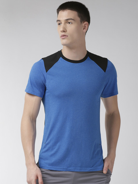 

Nike Men Blue & Black Colourblocked AS M NK BRTHE ELITE TOP SS DRI-FIT Standard T-shirt