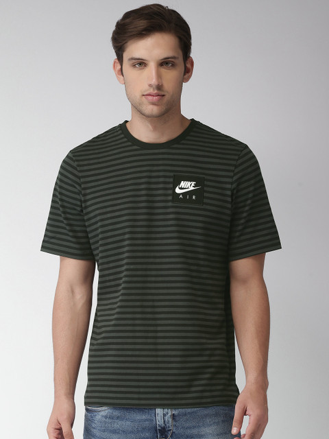 

Nike Men Black & Charcoal Grey NSW AIR Loose Fit Striped T-shirt