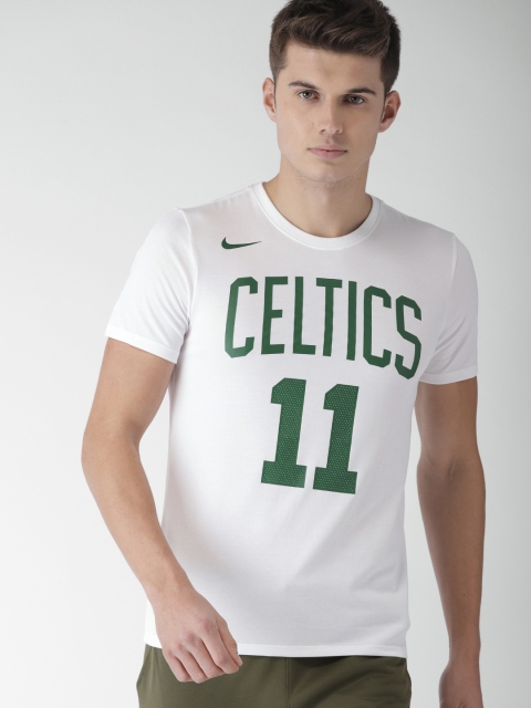 

Nike Men White Kyrie Irving Boston Celtics DRI-FIT T-shirt