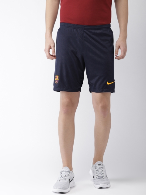 

Nike Men Navy Self-Design FCB BRT STAD DRI-FIT Slim Fit Sports Shorts, Navy blue