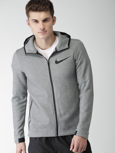 

Nike Men Grey Solid Standard Fit AS M NK DRY SHOWTIME DRI-FIT Hooded Sporty Jacket