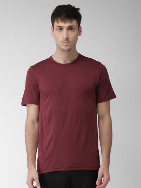 

Nike Men Maroon Breathe Training DRI-FIT T-shirt