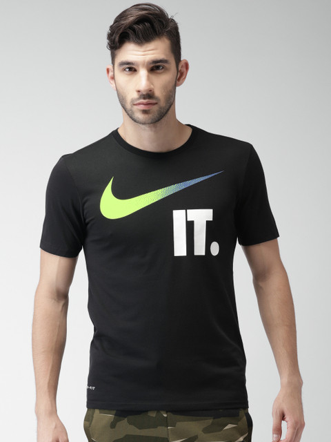 

Nike Men Black Printed Dry Sports Tshirt