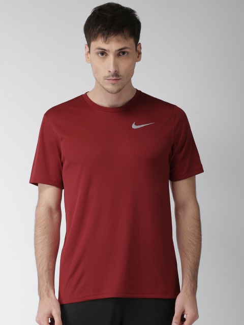 

Nike Men Maroon Standard Fit Breathe Dri-FIT Running T-shirt