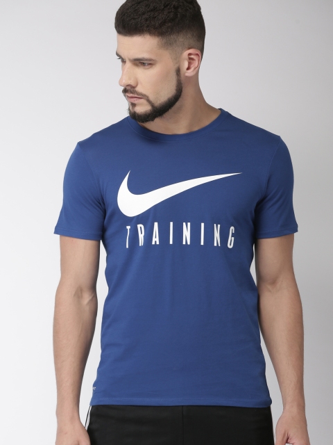 

Nike Men Blue Printed DRY TEE NIKE TRAIN Dri-FIT Training Round Neck T-shirt
