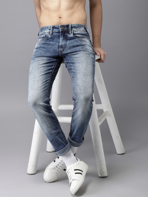 

HERE&NOW Men Blue Skinny Fit Mid-Rise Clean Look Stretchable Jeans