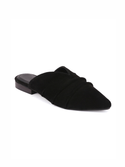 

London Rag Women Black Solid Suede Mules