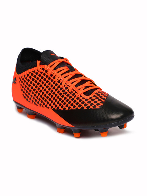 

Puma Men Black & Orange Future 2.4 Firm Ground/Artificial Grass Football Shoes