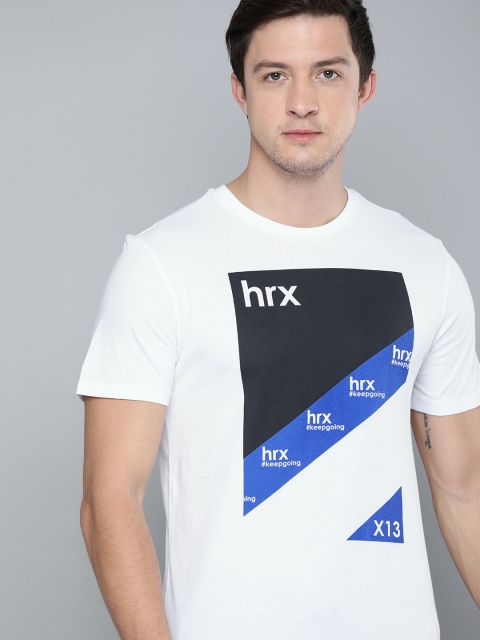 

HRX by Hrithik Roshan Men White Printed Round Neck T-shirt