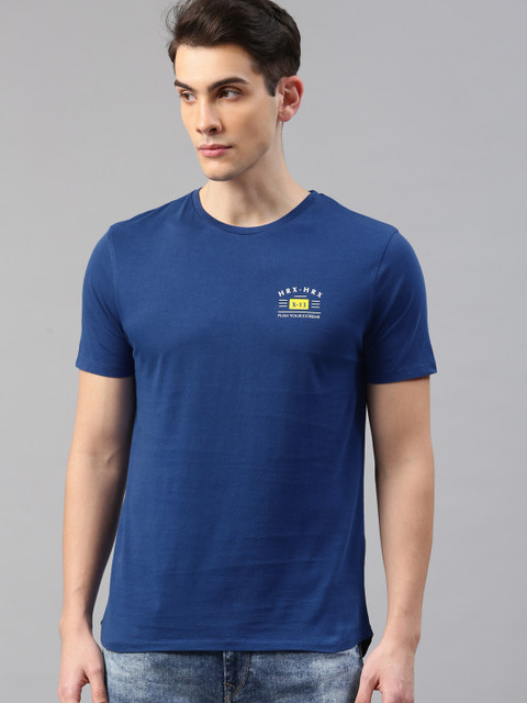 

HRX by Hrithik Roshan Men Navy Blue Solid Round Neck Athleisure T-shirt