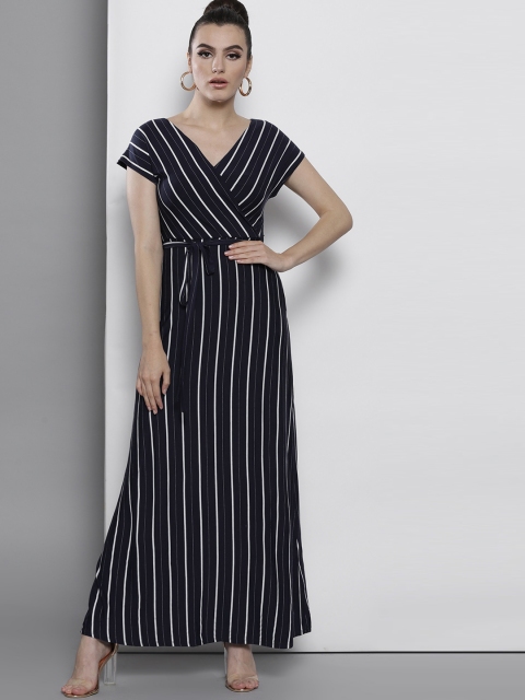 

DOROTHY PERKINS Women Navy Blue Striped Maxi Dress
