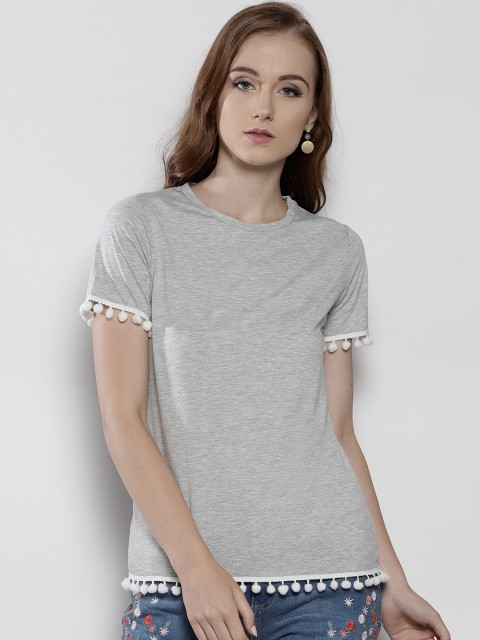 

DOROTHY PERKINS Women Grey Melange Solid Top