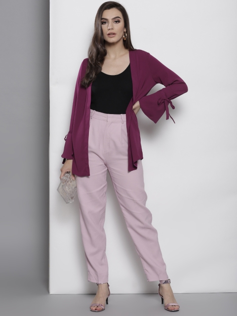 

DOROTHY PERKINS Purple Solid Open Front Shrug