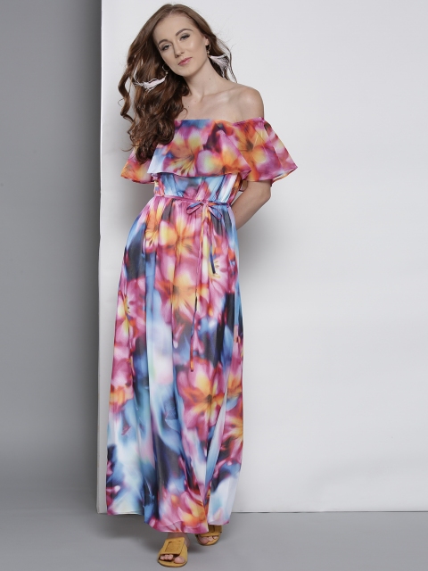 

DOROTHY PERKINS Women Multicoloured Printed Off-Shoulder Maxi Dress, Multi