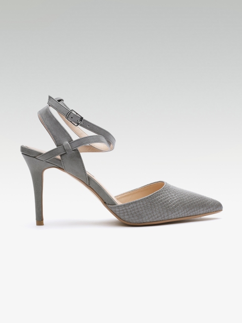 

DOROTHY PERKINS Women Grey Snakeskin Textured Pumps