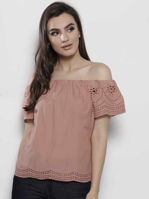 

DOROTHY PERKINS Women Dusty Pink Solid Bardot Top