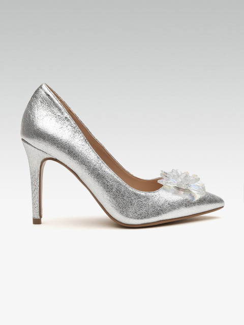 

DOROTHY PERKINS Women Silver-Toned Embellished Pumps