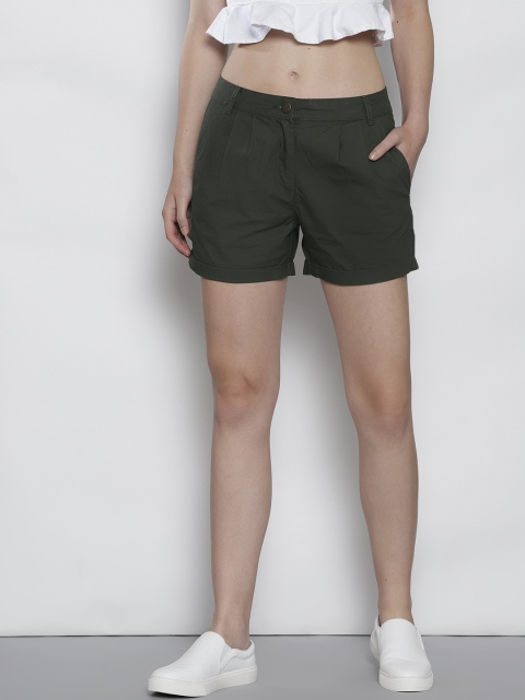 

DOROTHY PERKINS Women Olive Green Solid Regular Fit Chino Shorts