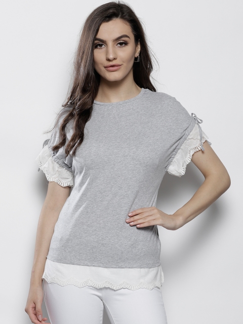 

DOROTHY PERKINS Women Grey Melange Solid Top