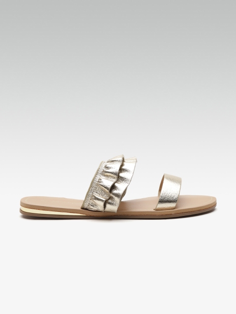 

DOROTHY PERKINS Women Gold-Toned Solid Open Toe Flats