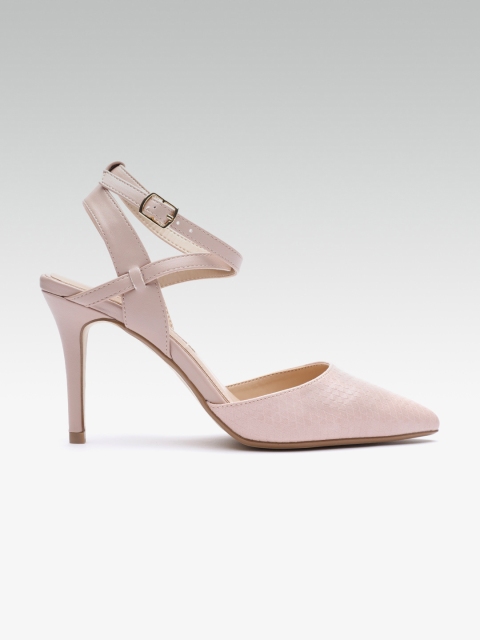 

DOROTHY PERKINS Women Pink Solid Snakeskin-Textured Pumps