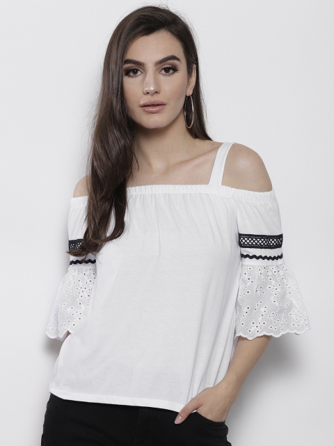 

DOROTHY PERKINS Women White Solid Bardot Top