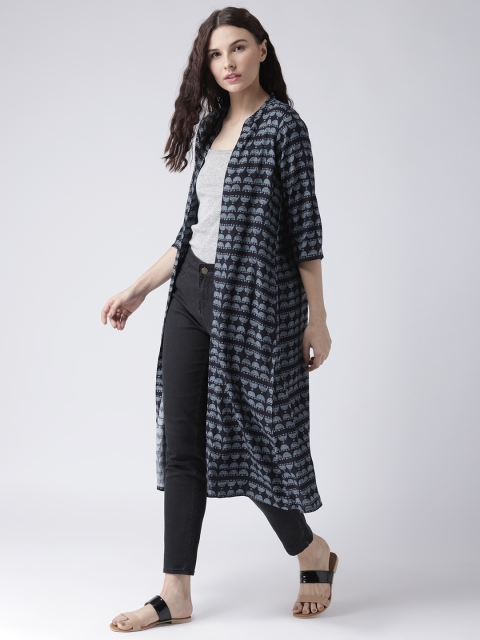 

pinwheel Black & Grey Printed Open Front Shrug